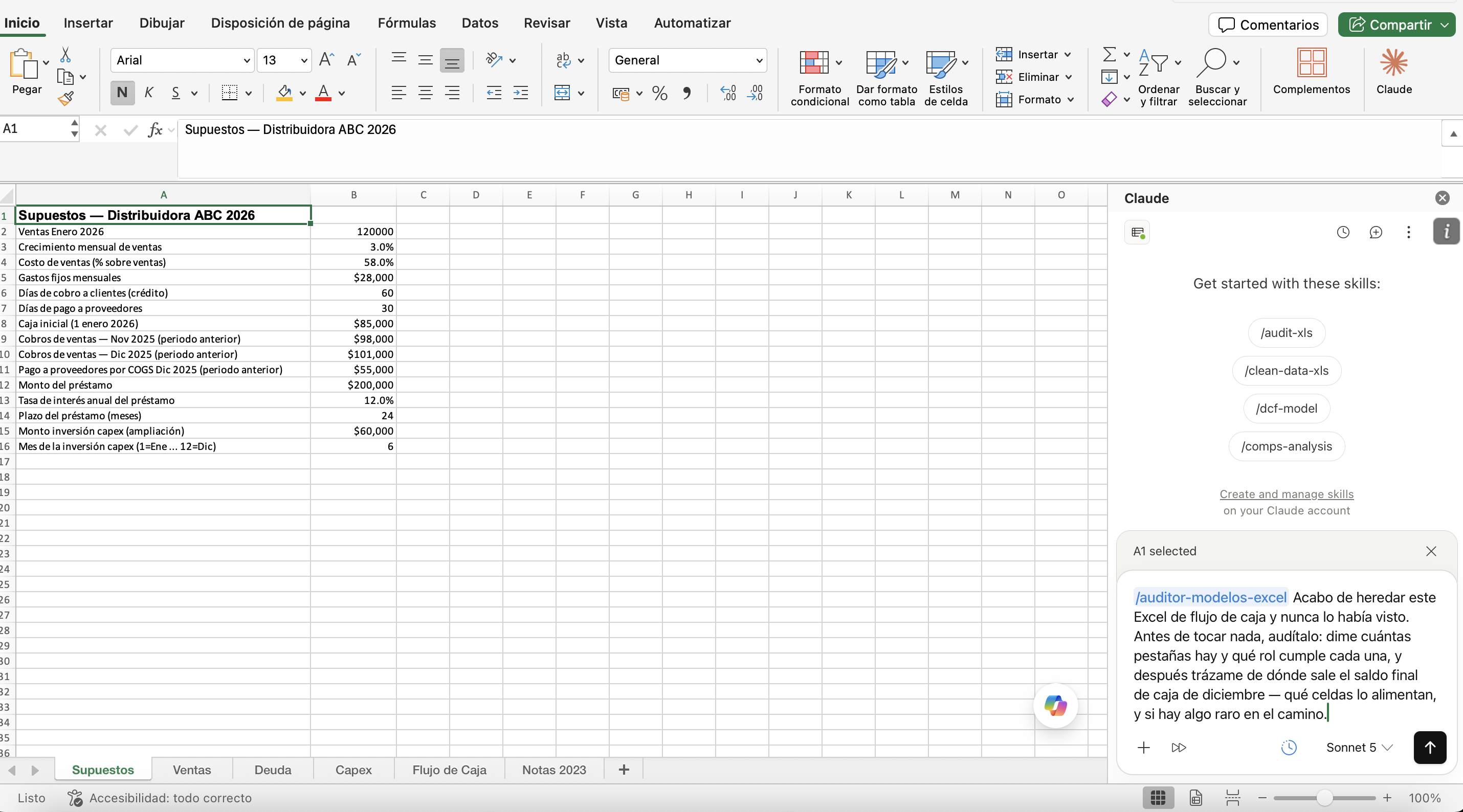 Auditar fórmulas con Claude en Excel