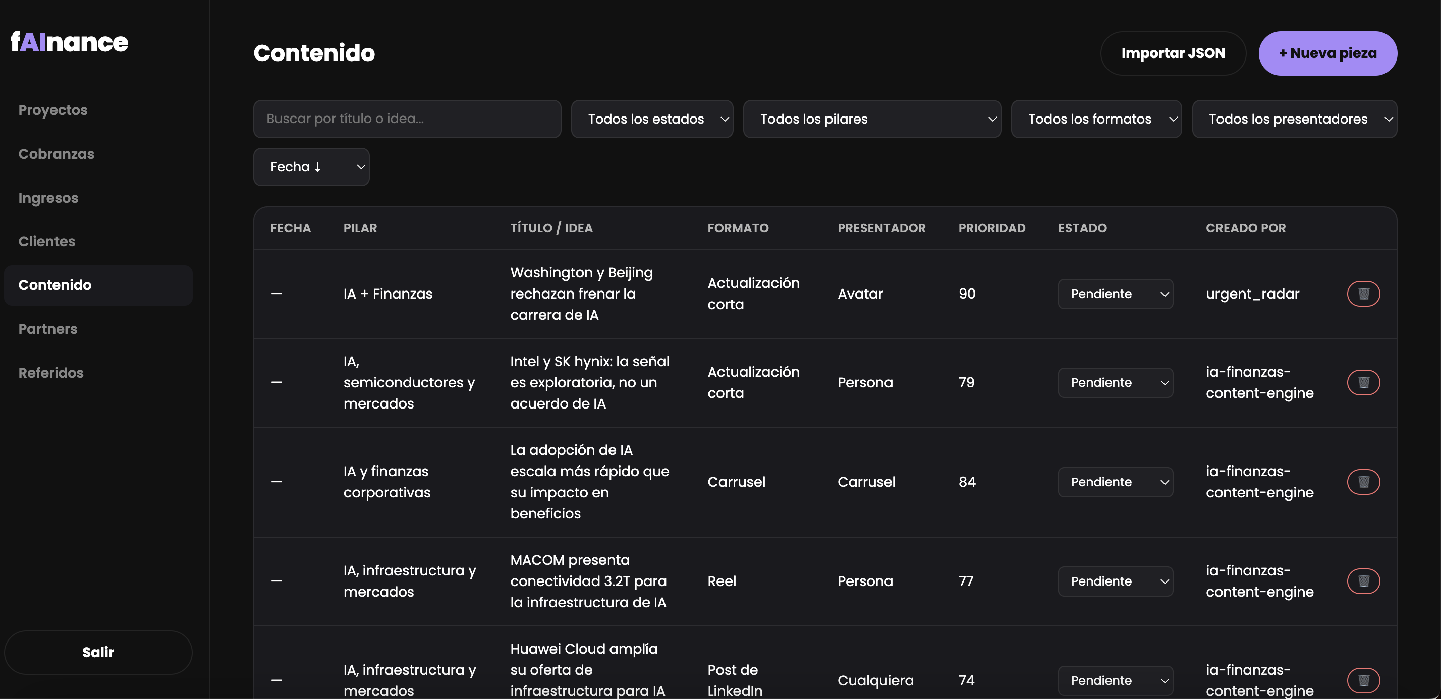 Sistema de noticias financieras