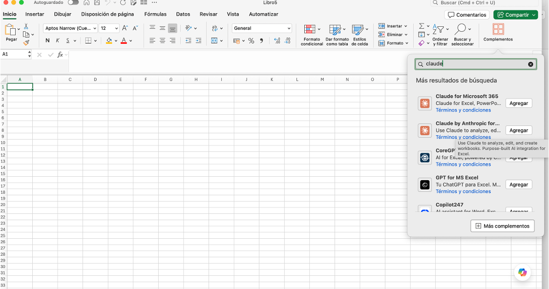 Instalación Claude en Excel